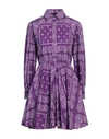 Maje Woman Mini Dress Dark Purple Size 10 Cotton In Purple