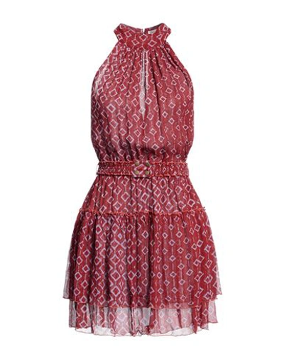 Poupette St Barth Woman Mini Dress Burgundy Size L Silk In Red