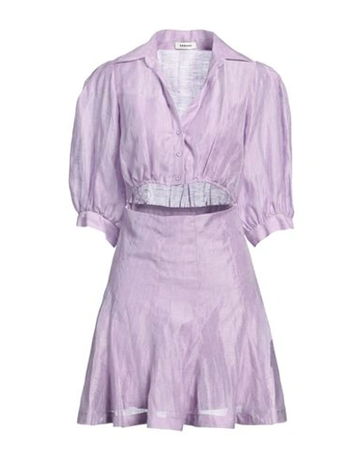 Sandro Cutout Linen-blend Gauze Mini Shirt Dress In Purple