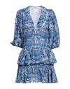Sandro Tiered Printed Linen-blend Gauze Mini Dress In Blue