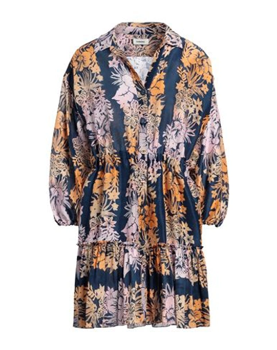 Sandro Woman Mini Dress Navy Size 8 Linen, Silk In Navy Blue