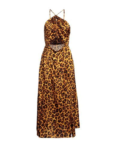 Sandro Woman Midi Dress Camel Size 10 Viscose In Beige