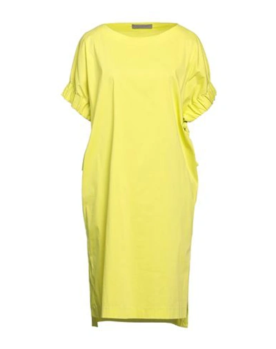 D-exterior D. Exterior Woman Midi Dress Acid Green Size 4 Cotton, Polyamide, Elastane
