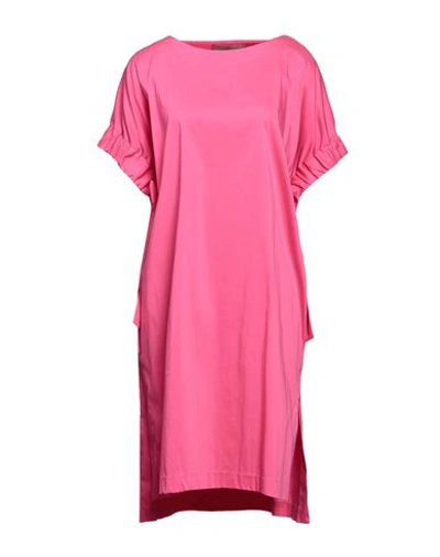 D-exterior D. Exterior Woman Midi Dress Fuchsia Size 8 Cotton, Polyamide, Elastane In Pink