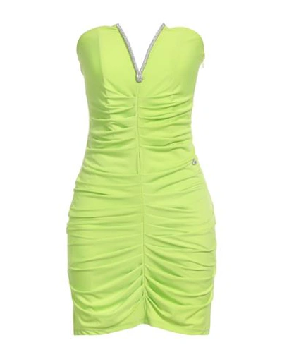 Relish Woman Mini Dress Acid Green Size 8 Cotton, Elastane