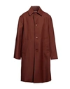 Sandro Man Coat Chocolate Brown Size Xl Polyester, Virgin Wool In Brown