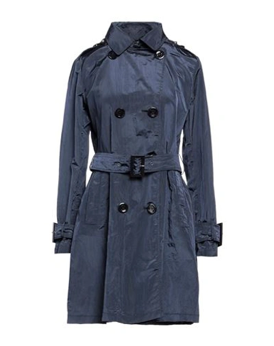 Herno Woman Overcoat & Trench Coat Navy Size 6 Polyamide, Polyurethane In Navy Blue