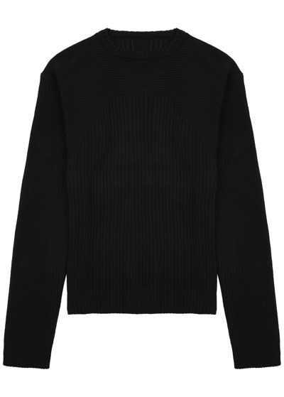 Rick Owens Biker Ribbed Cotton Jumper In Black