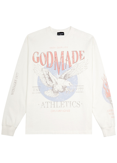 God Made Athletics Printed Cotton Top In White
