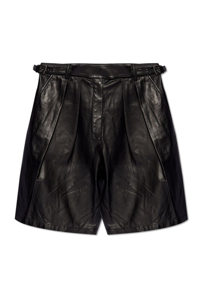 Emporio Armani Leather Shorts In Black