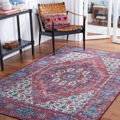 Safavieh Tucson Tsn192q Power Loomed Red / Blue Washable Rug
