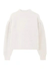 525 America Fass Boucle Puff Sleeve Pullover Sweater In Chalk In White