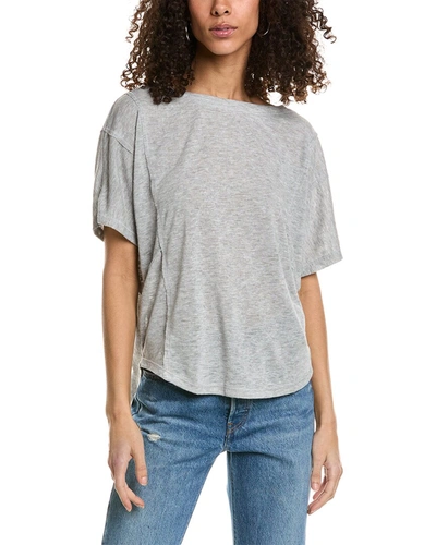 Project Social T Lesley Scoop Back Seamed Textured T-shirt In Grey