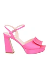 Roger Vivier Woman Sandals Fuchsia Size 8 Textile Fibers In Pink