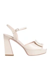Roger Vivier Woman Sandals Off White Size 10 Leather In Off White