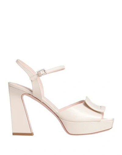 Roger Vivier Woman Sandals Off White Size 10 Leather