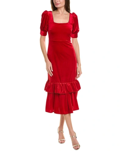 Rachel Parcell Velvet Midi Dress In Red