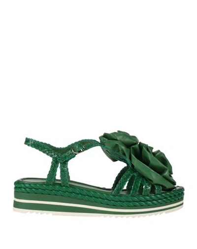 Pons Quintana Woman Sandals Green Size 6 Leather