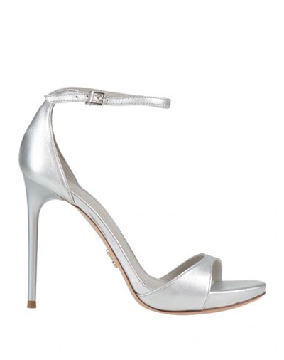 Sergio Levantesi Woman Sandals Silver Size 7 Leather