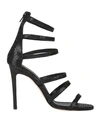 Anna F . Woman Sandals Black Size 8 Textile Fibers In Black