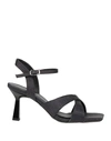 Suede . Woman Sandals Black Size 8 Textile Fibers In Black