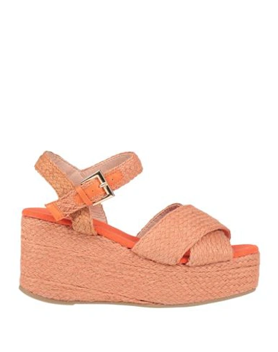 Azarey Woman Espadrilles Orange Size 8 Textile Fibers