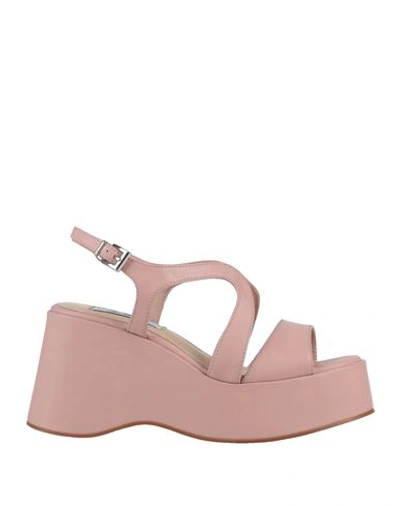 Gai Mattiolo Woman Sandals Pink Size 8 Leather In Rosa Chiari E Naturali