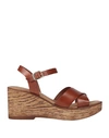 Cinzia Soft Woman Sandals Tan Size 7 Leather In Brown