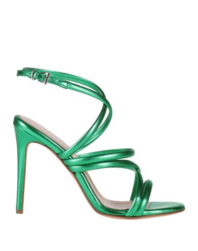 Anna F. Woman Sandals Emerald Green Size 8 Leather