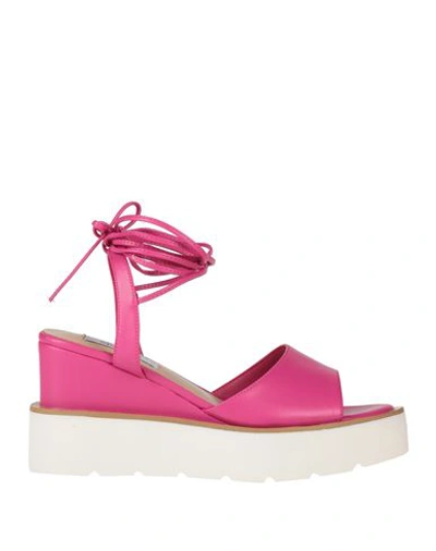 Gai Mattiolo Woman Sandals Magenta Size 8 Leather In Fucsia Vivaci
