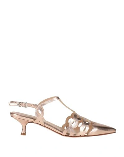 Anna F . Woman Pumps Rose Gold Size 8 Leather