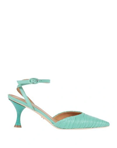 Halmanera Woman Pumps Turquoise Size 8 Leather In Blue