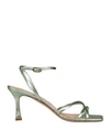 Francesco Sacco Woman Sandals Green Size 8 Leather In Green