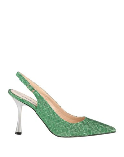 Paolo Mattei Woman Pumps Green Size 7 Textile Fibers