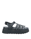 Cult Woman Sandals Black Size 8 Leather In Black
