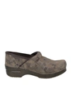 Dansko Classic Clog In Green Camuflage Suede In Brown