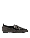Massimo Santini Woman Loafers Black Size 11 Textile Fibers