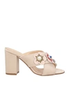 March 23 Woman Sandals Beige Size 8 Textile Fibers In Beige