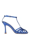 Gianmarco F. Woman Sandals Blue Size 7 Leather