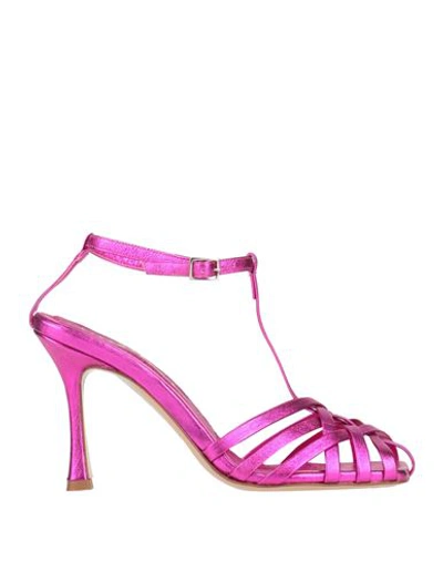 Gianmarco F. Woman Sandals Fuchsia Size 7 Leather In Pink
