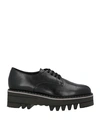 JEANNOT JEANNOT WOMAN LACE-UP SHOES BLACK SIZE 7 CALFSKIN