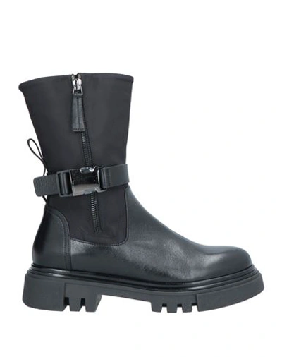 Jeannot Woman Ankle Boots Black Size 8 Calfskin, Textile Fibers