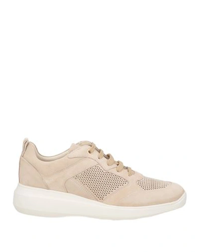 Geox Woman Sneakers Sand Size 6 Leather In Beige