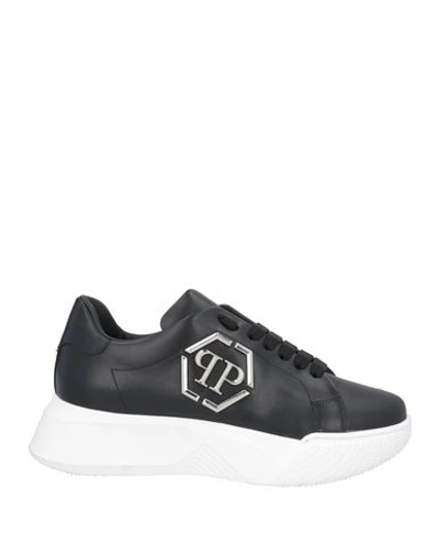 Philipp Plein Woman Sneakers Black Size 8 Leather