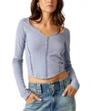 FREE PEOPLE EYES ON YOU LONG SLEEVE TOP IN FALLING WATER