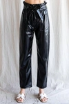 JODIFL FAUX LEATHER BELTED WAIST PANTS IN BLACK