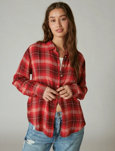 Lucky Brand Women's Cloud Plaid Boyfriend Flannel Shirt In Multi