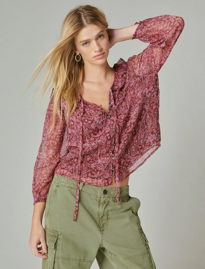 Lucky Brand Women's Printed Chiffon Blouse In Pink