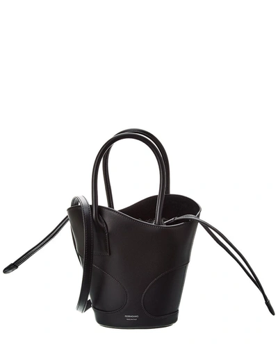 Ferragamo Cut-out Detailing Leather Tote In Black