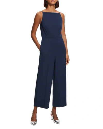 Theory Square Neck Jumpsuit In Navy